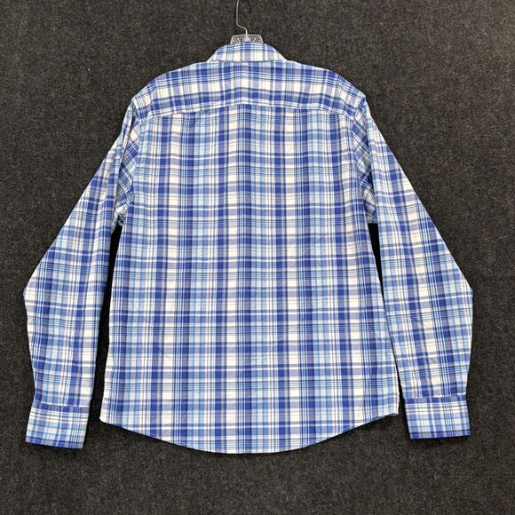 Untuckit Tramonti Shirt Men's Large Blue White Plaid Slim Fit Button Down Pocket - Picture 4 of 9